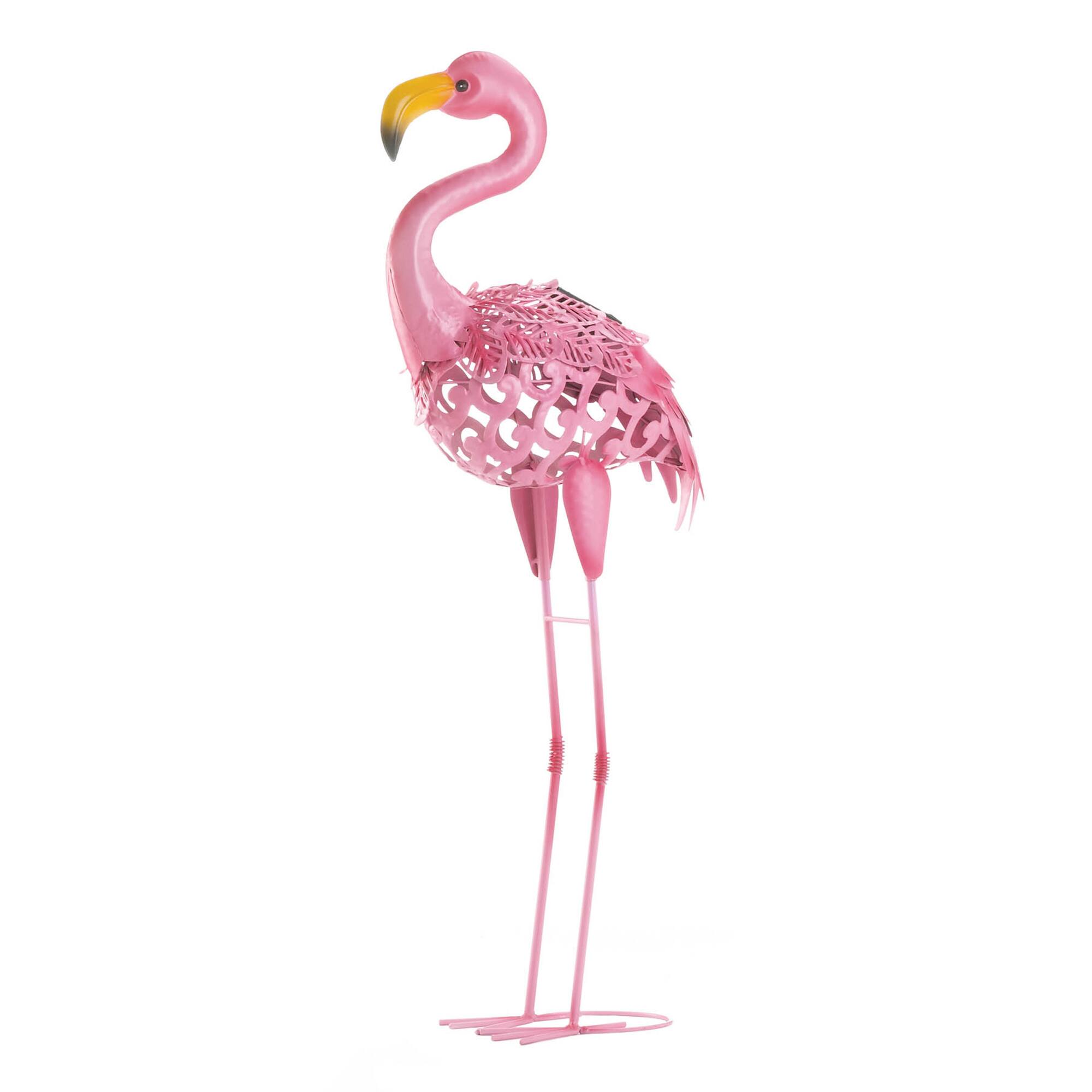 20" Standing Tall Solar Flamingo Statue